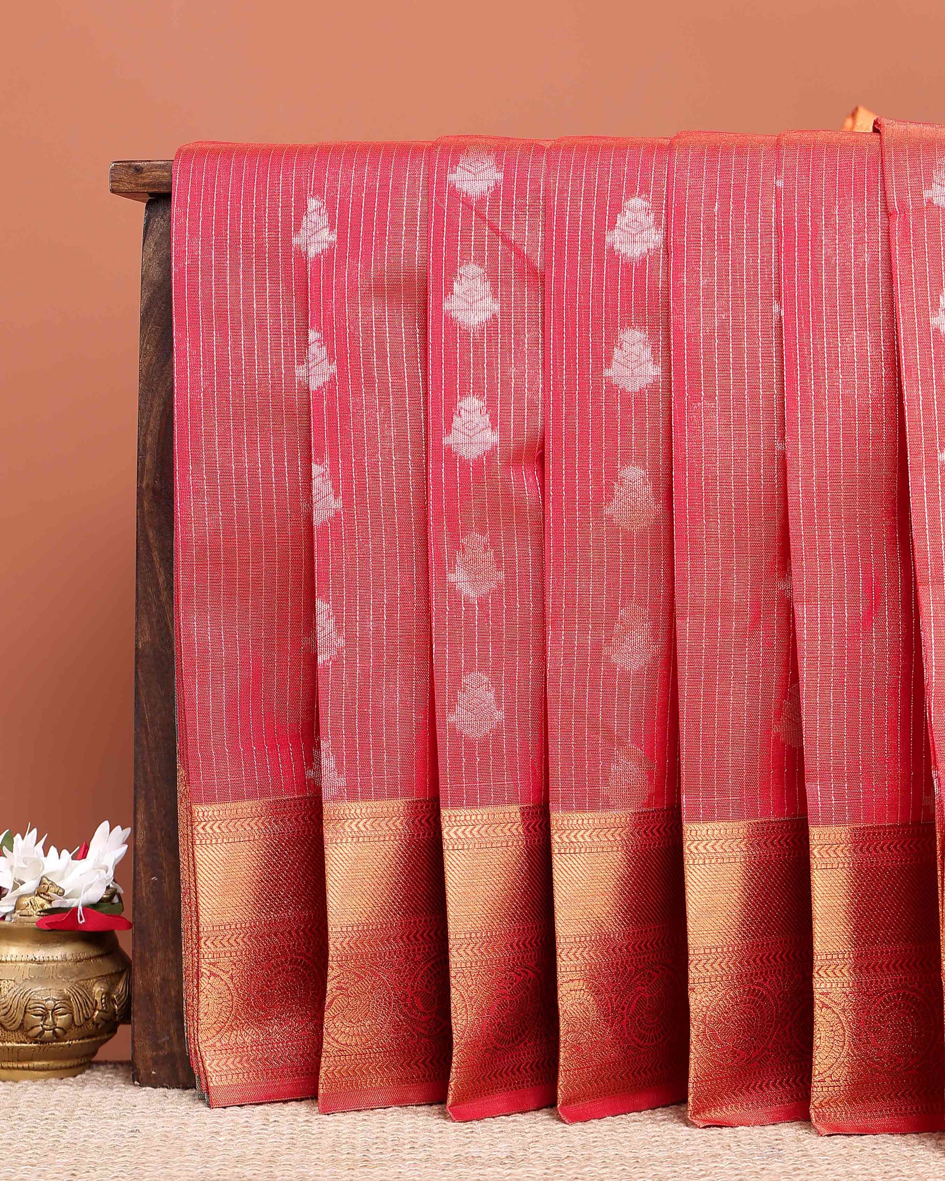 Elegant Elampillai Silk Cotton Saree with Zari Woven Checks and Traditional Motifs - Red