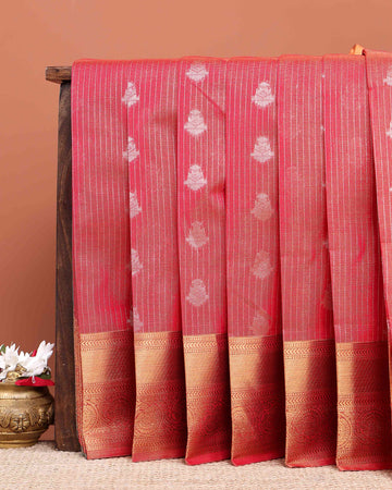 Elegant Elampillai Silk Cotton Saree with Zari Woven Checks and Traditional Motifs - Red