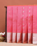 Elegant Elampillai Silk Cotton Saree with Zari Woven Motifs and Contrasting Border - Pink