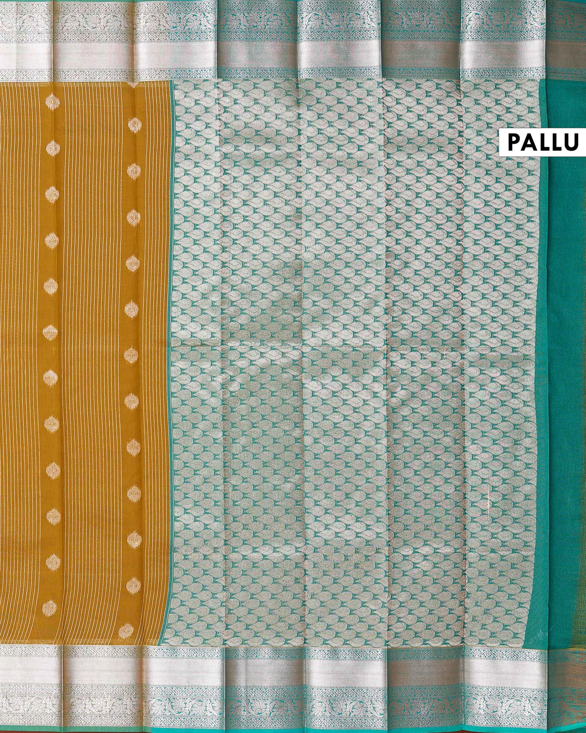 Elegant Elampillai  Silk Cotton Weave Saree Adorned with Geometric and Floral Border Motifs - Olive Green 