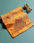 Elegant Embroidered Designer Blouse Material with Intricate Bead and Thread Work - Brown