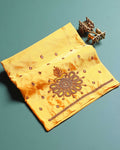 
Elegant Embroidered Designer Blouse Material with Intricate Bead and Thread Work - Yellow
