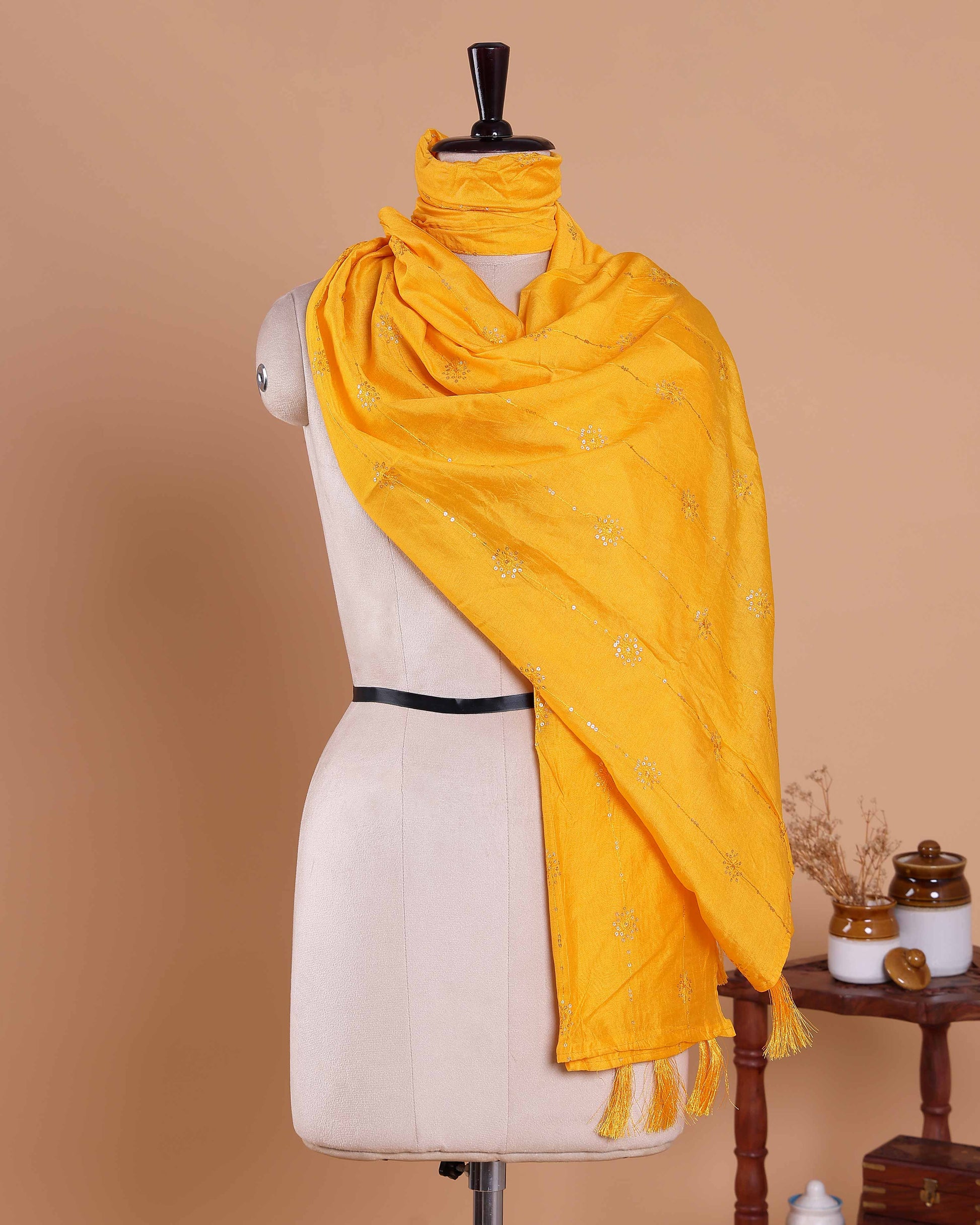 Elegant Embroidered Women’s Dupatta with Delicate Vertical Motif Pattern 