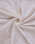 Elegant Embroidered Women’s Dupatta with Delicate Vertical Motif Pattern - Cream-Close Up