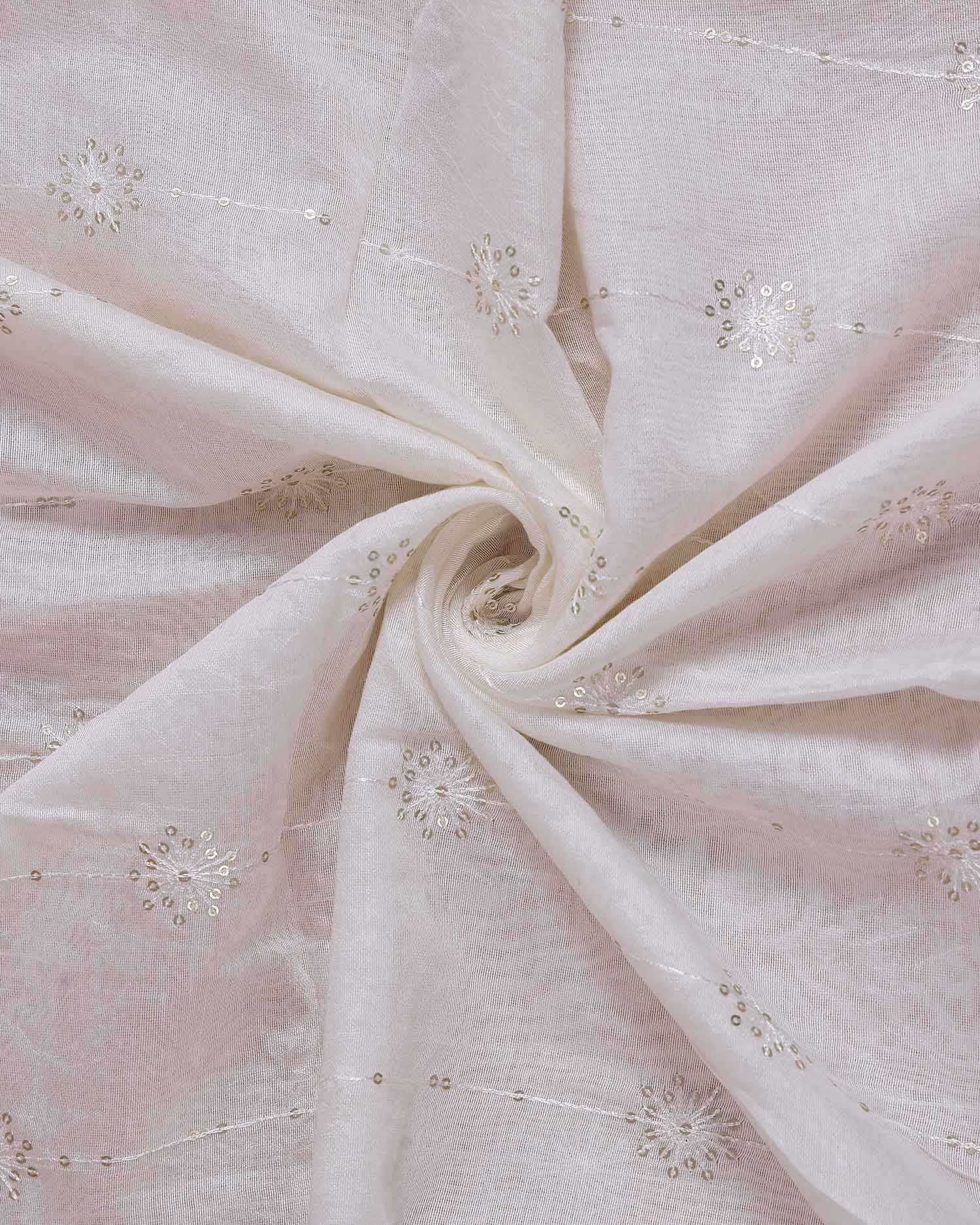 Elegant Embroidered Women’s Dupatta with Delicate Vertical Motif Pattern - Cream-Close Up