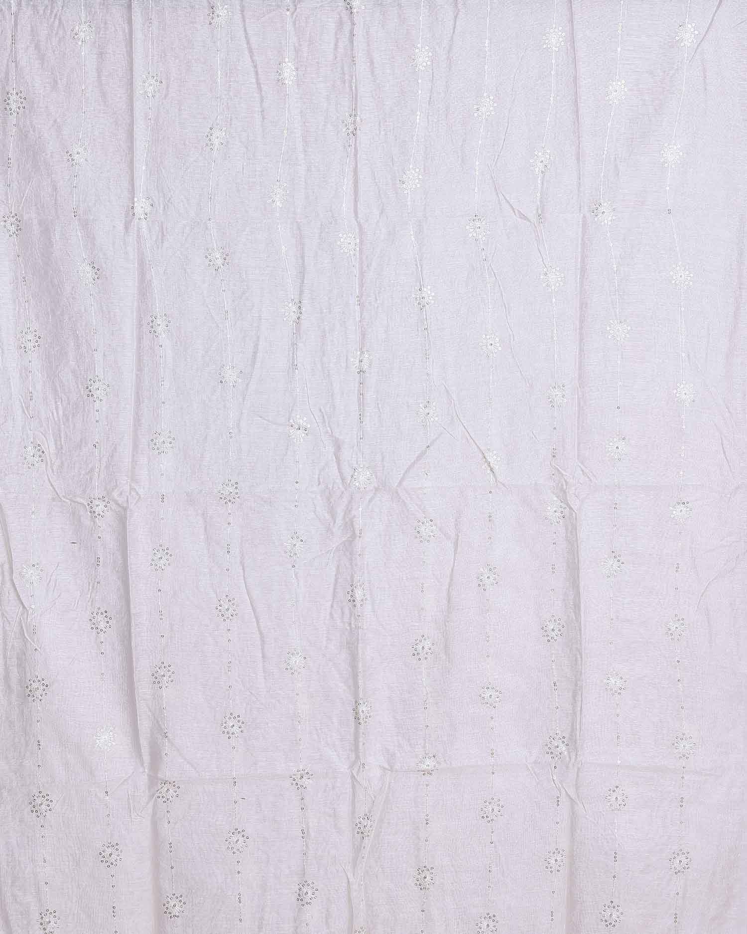 Elegant Embroidered Women’s Dupatta with Delicate Vertical Motif Pattern - Cream-Full Image