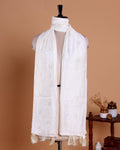 Elegant Embroidered Women’s Dupatta with Delicate Vertical Motif Pattern - Cream