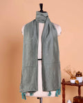 Elegant Embroidered Women’s Dupatta with Delicate Vertical Motif Pattern - Grey