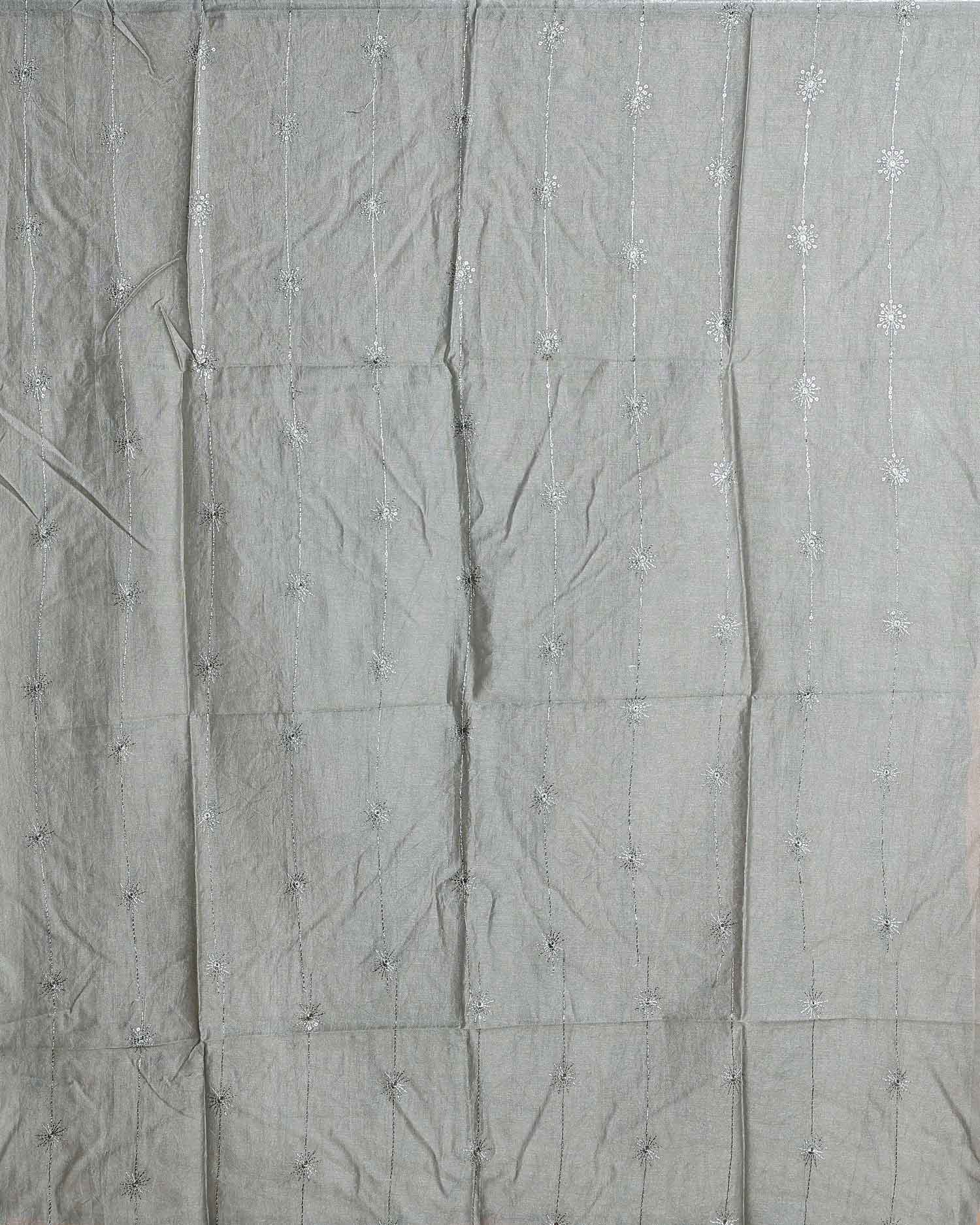 Elegant Embroidered Women’s Dupatta with Delicate Vertical Motif Pattern - Light Grey-Full Image