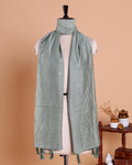 Elegant Embroidered Women’s Dupatta with Delicate Vertical Motif Pattern - Light Grey