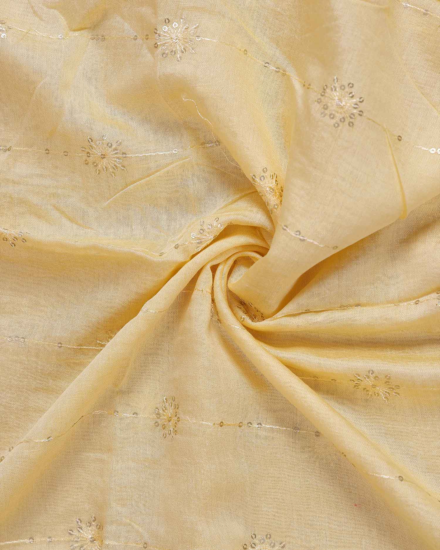Elegant Embroidered Women’s Dupatta with Delicate Vertical Motif Pattern - Light Yellow-Close Up