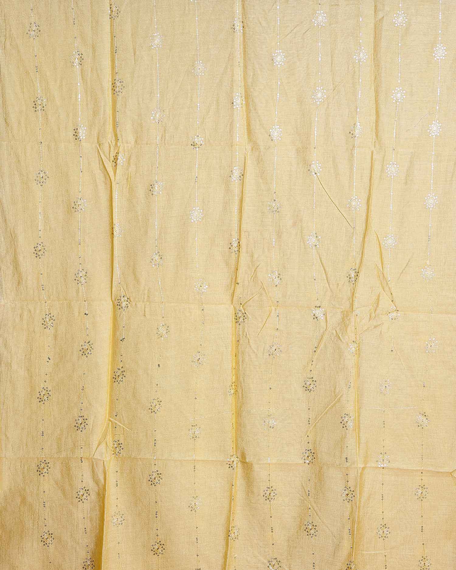 Elegant Embroidered Women’s Dupatta with Delicate Vertical Motif Pattern - Light Yellow-Full Image