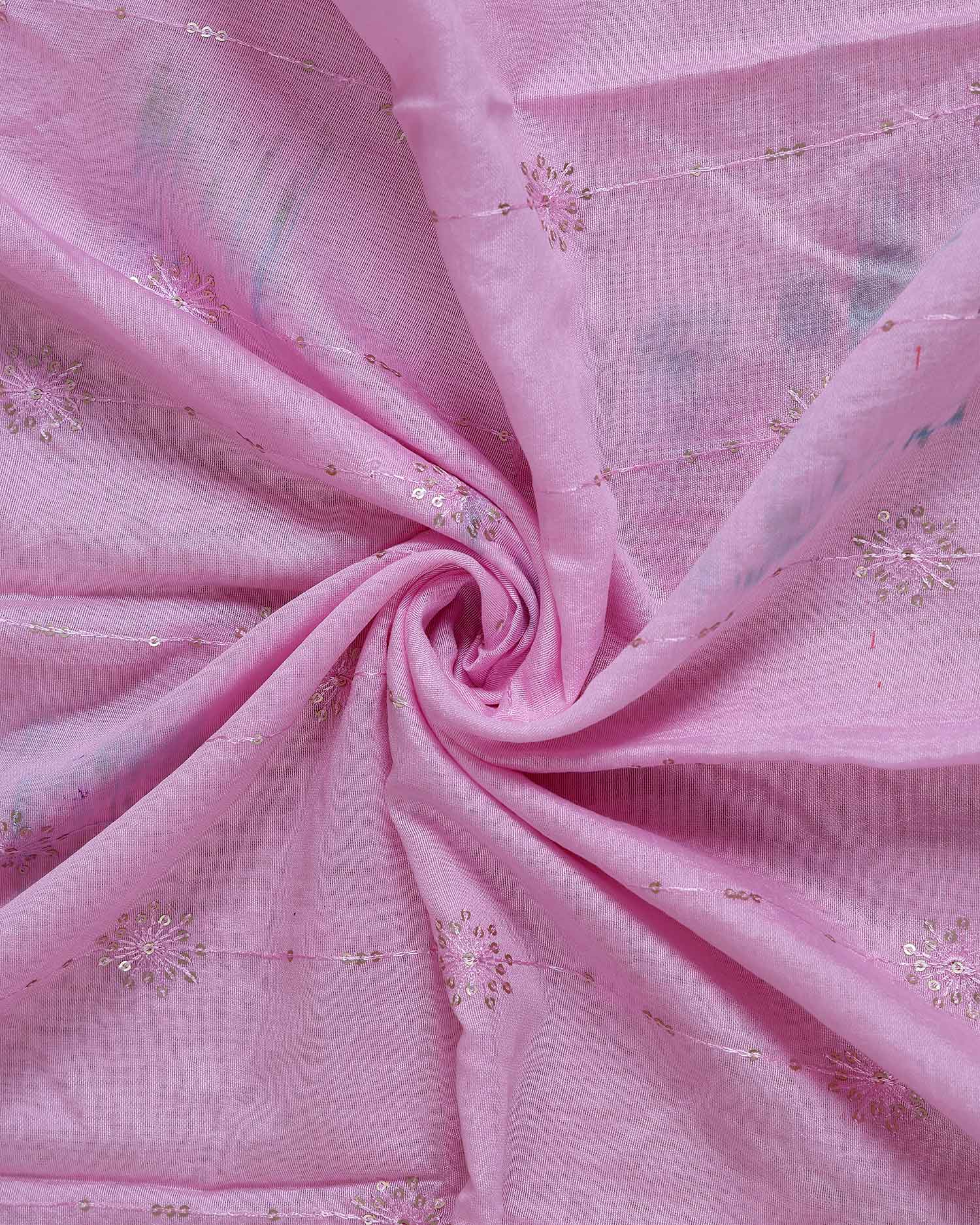 Elegant Embroidered Women’s Dupatta with Delicate Vertical Motif Pattern - Pink-Close Up