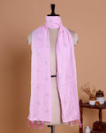 Elegant Embroidered Women’s Dupatta with Delicate Vertical Motif Pattern - Pink