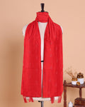 Elegant Embroidered Women’s Dupatta with Delicate Vertical Motif Pattern - Red