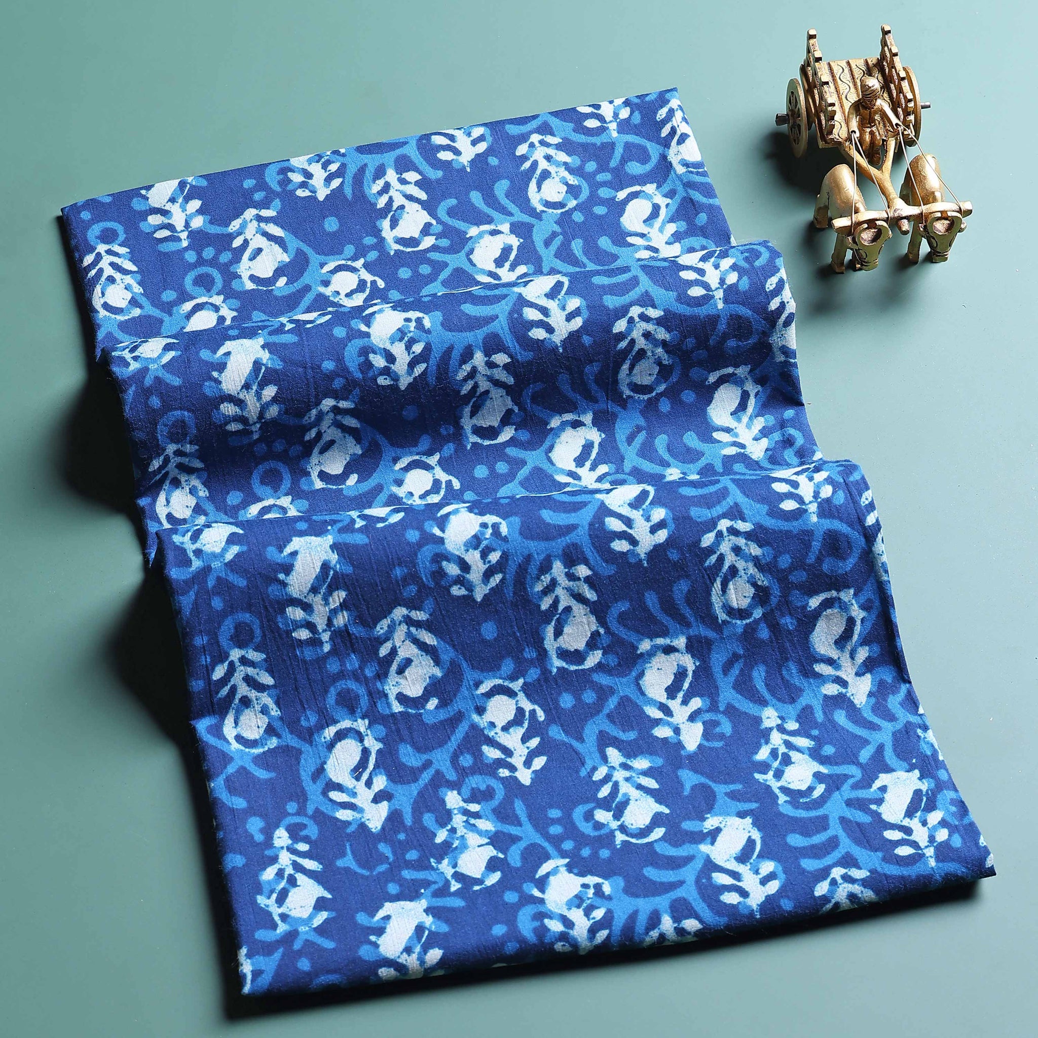 Elegant Ethnic Motif Print Unstitched Blouse Material - Blue