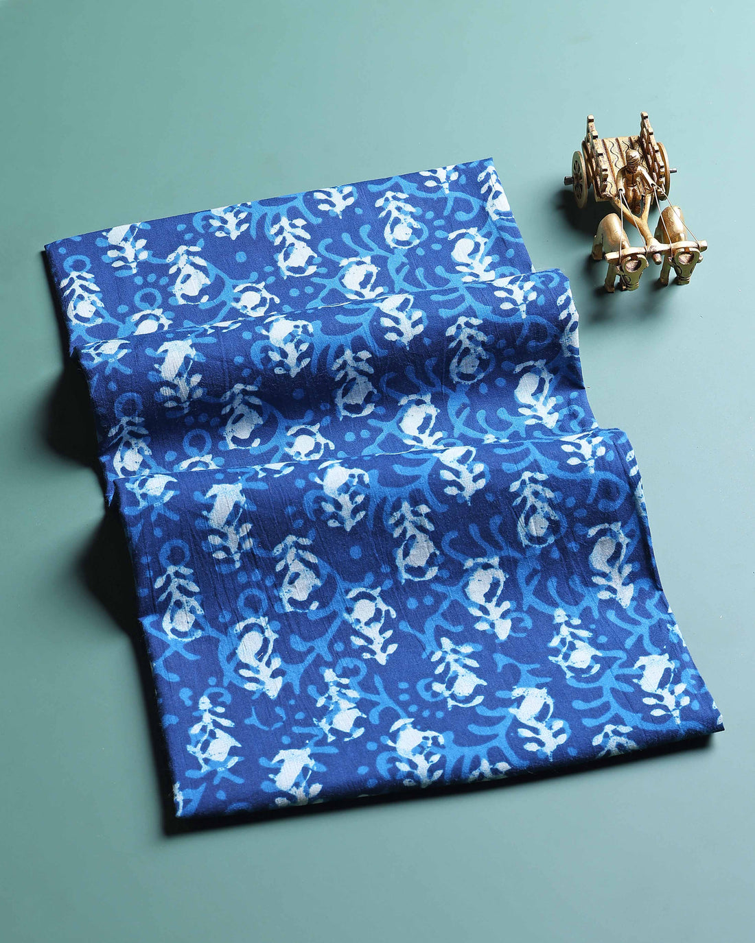 Elegant Ethnic Motif Print Unstitched Blouse Material - Blue