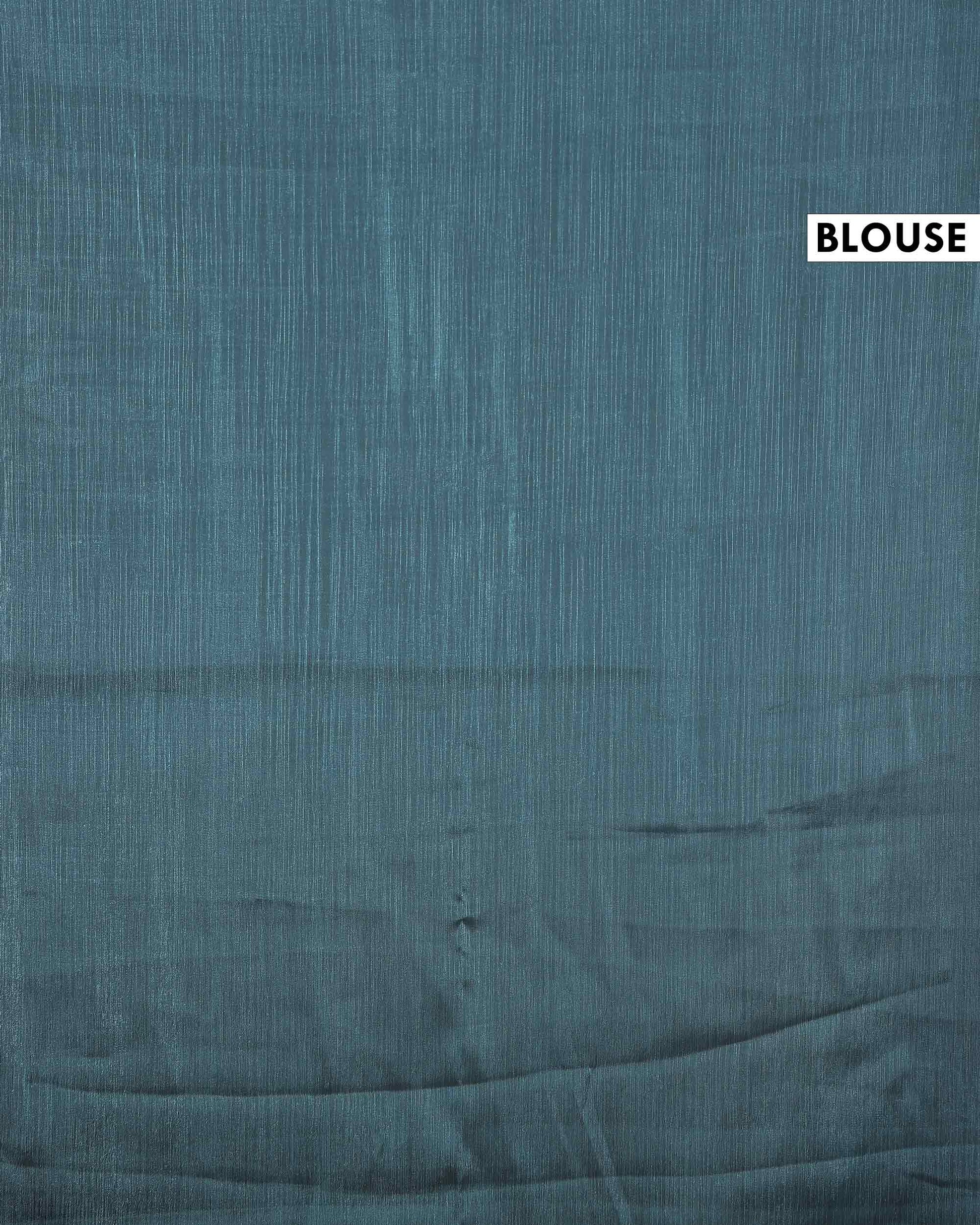 Elegant Fancy Saree with Subtle Sheen Finish & Delicate Butterfly Patterned Lace Border - Teal