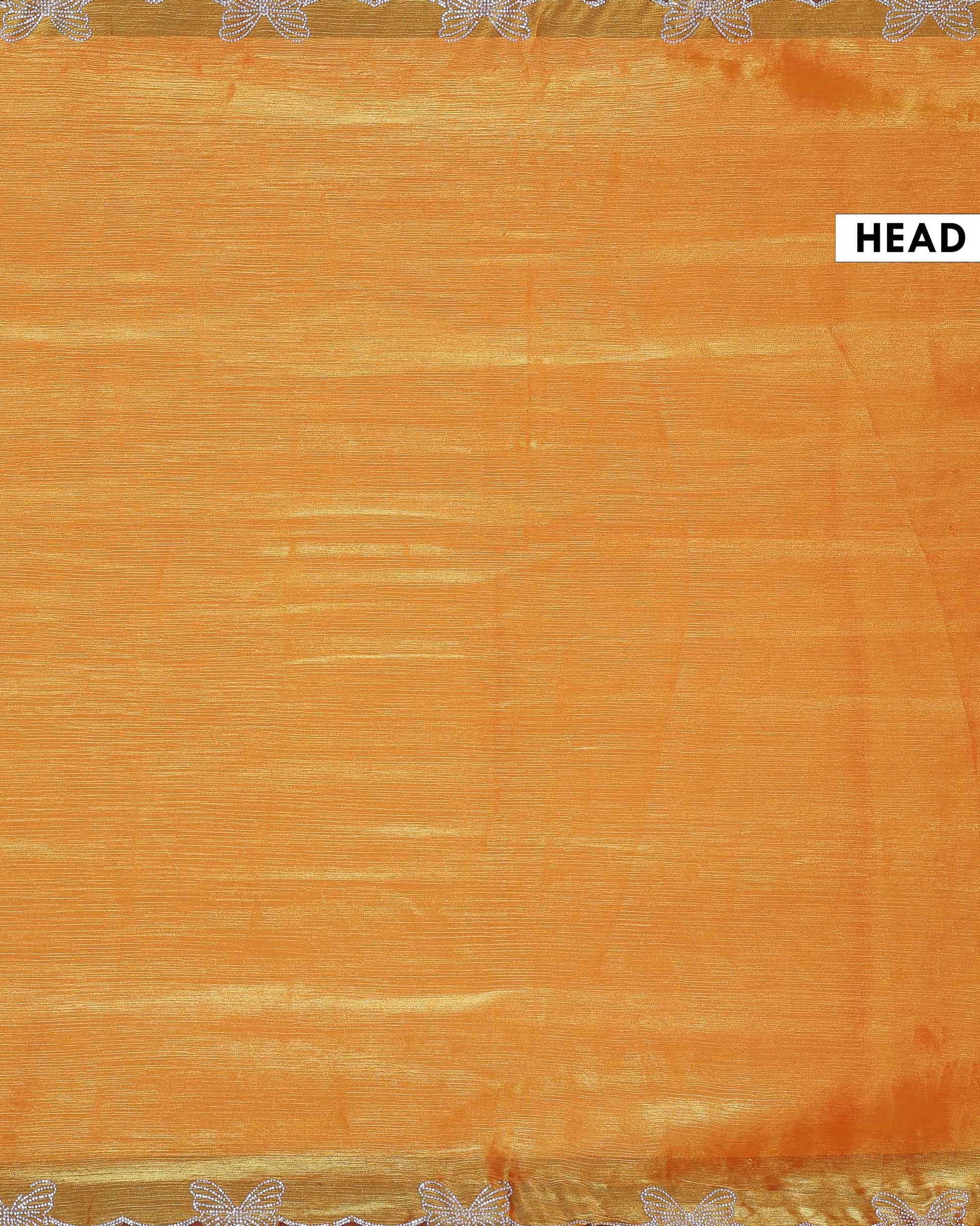 Elegant Fancy Saree with Subtle Sheen Finish & Delicate Butterfly Patterned Lace Border - Yellow