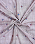 Elegant Floral Buti Semi Tussar Saree with Artistic Bird & Foliage Printed Border - Beige-Close Up