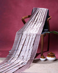 Elegant Floral Buti Semi Tussar Saree with Artistic Bird & Foliage Printed Border - Beige