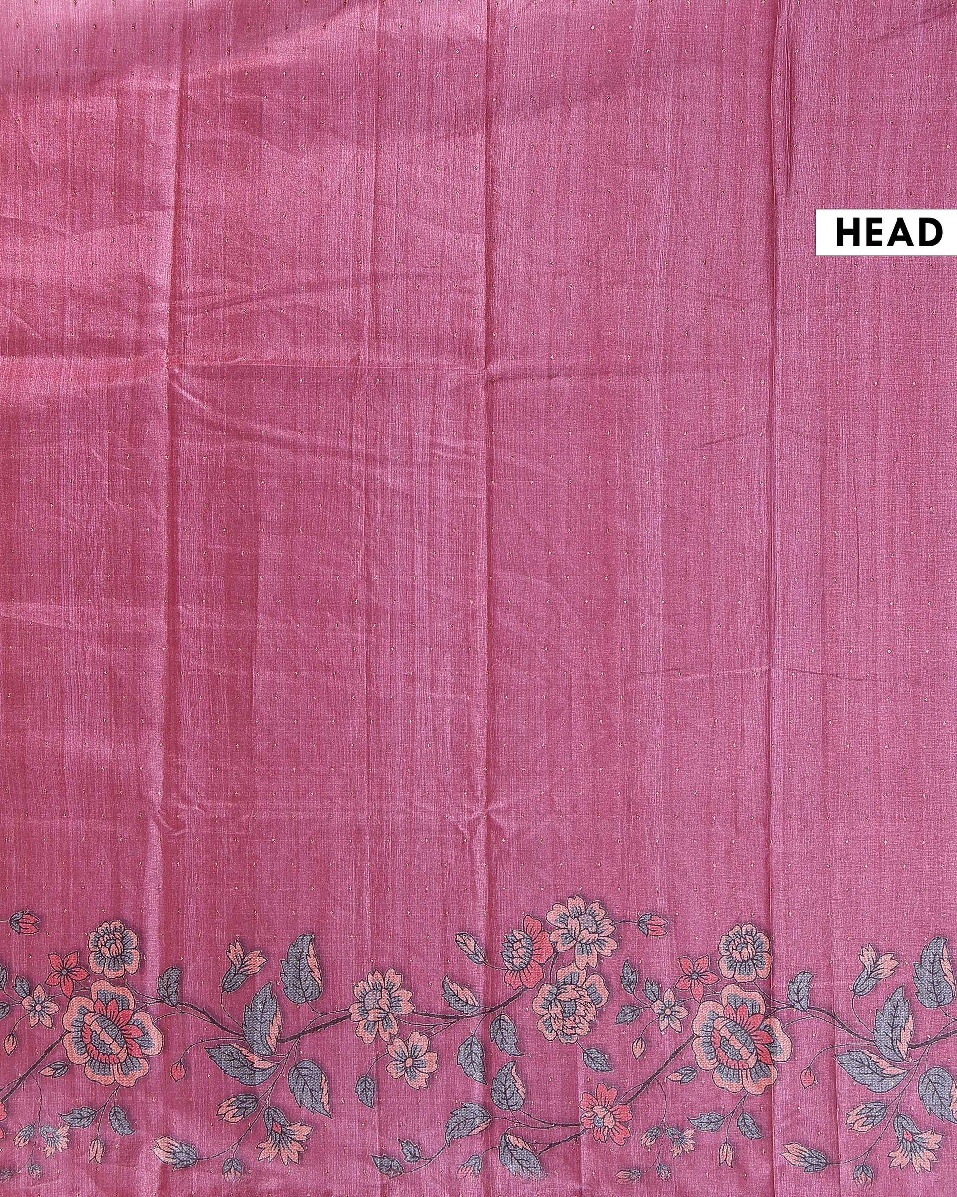 Elegant Floral Embroidered Semi Tussar Saree with All-Over Motifs - Pink