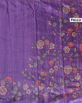 Elegant Floral Embroidered Semi Tussar Saree with All-Over Motifs - Purple