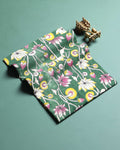 Elegant Floral Handblock Printed Cotton 1 Meter Blouse Material with Intricate Traditional Motifs - Green
