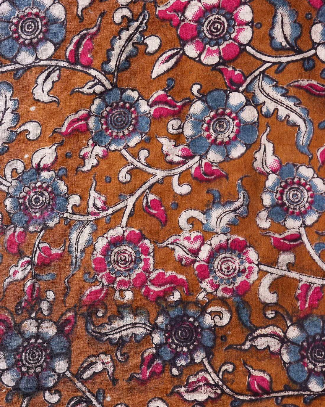 Elegant Floral Print Unstitched Blouse Material - Brown