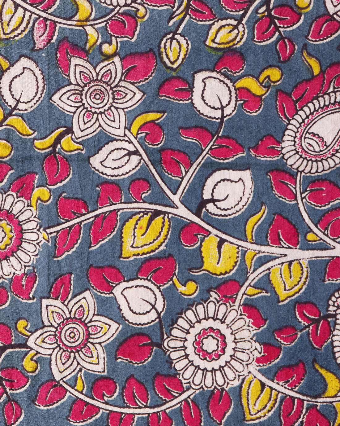 Elegant Floral Print Unstitched Blouse Material - Grey