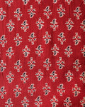 Elegant Floral Printed Unstitched Blouse Material - Red-Close