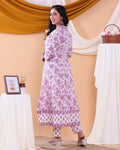 Elegant Floral Printed Women's Readymade Salwar Set with Designer Detailing - Cream