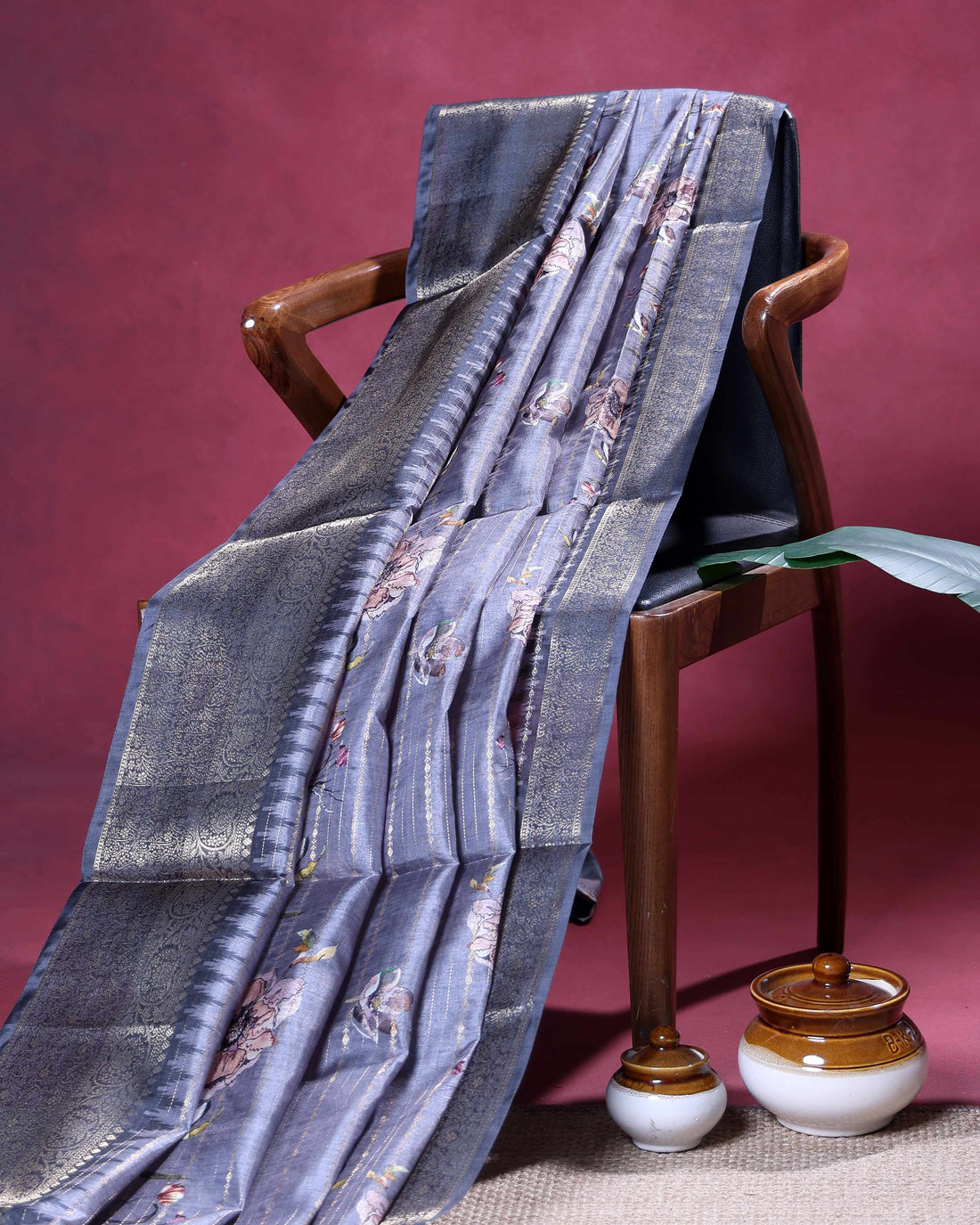 Elegant Floral Woven Dola Silk Saree with Intricate Zari Stripes and Ornate Traditional Border Design - Light Blue