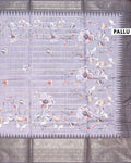 Elegant Floral Woven Dola Silk Saree with Intricate Zari Stripes and Ornate Traditional Border Design - Light Lavender-Pallu