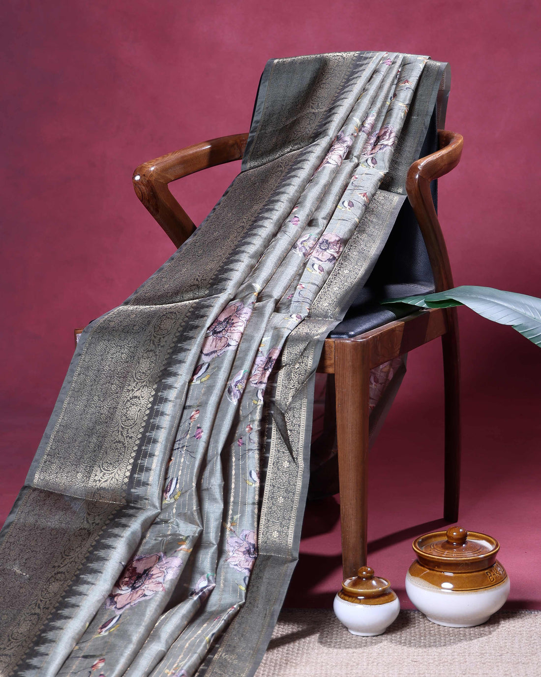 Elegant Floral Woven Dola Silk Saree with Intricate Zari Stripes and Ornate Traditional Border Design - Pastel Green