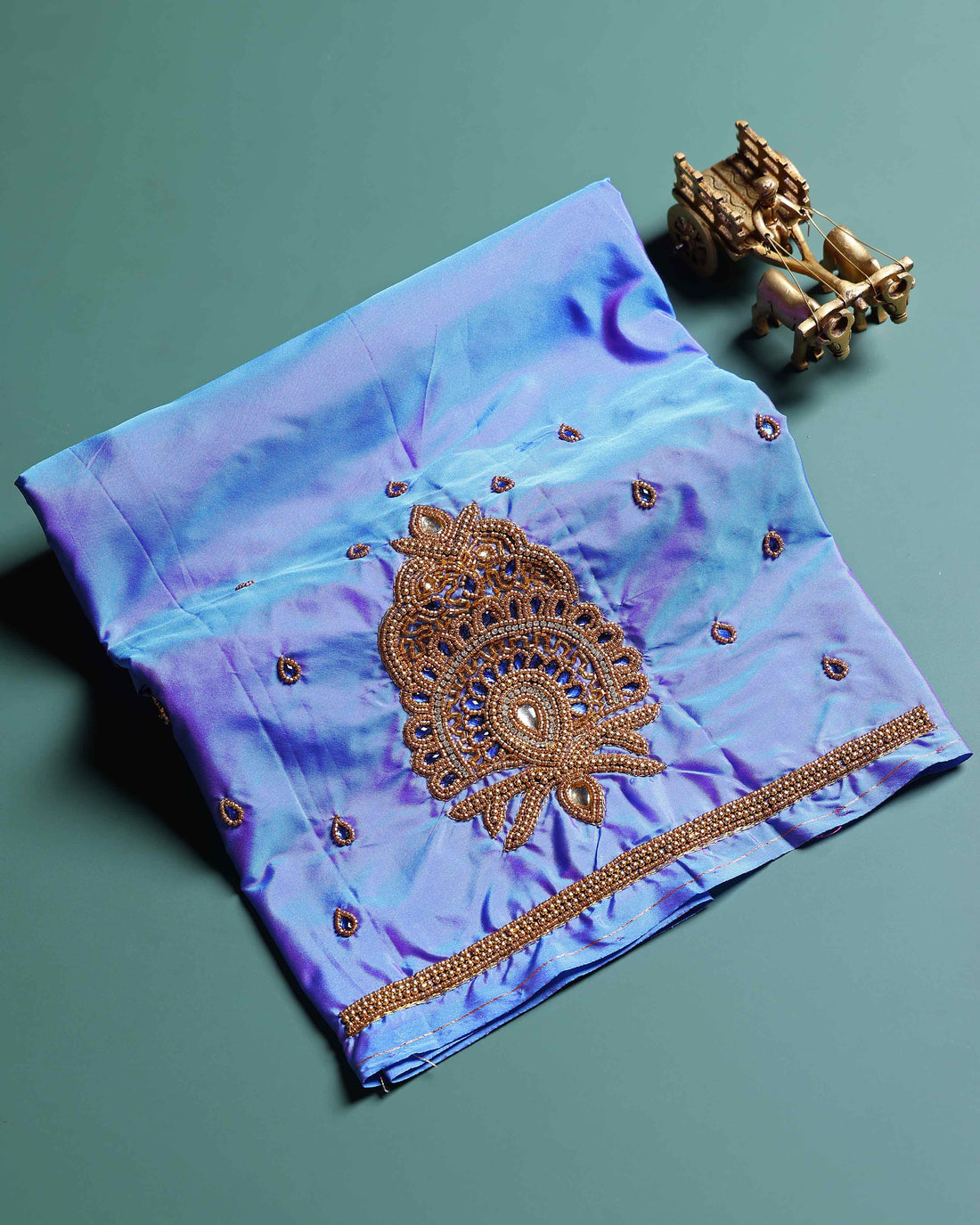 Elegant Hand-Embroidered Blouse Material with Aari Work - Light Purple