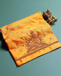 Elegant Hand-Embroidered Blouse Material with Aari Work - Yellow