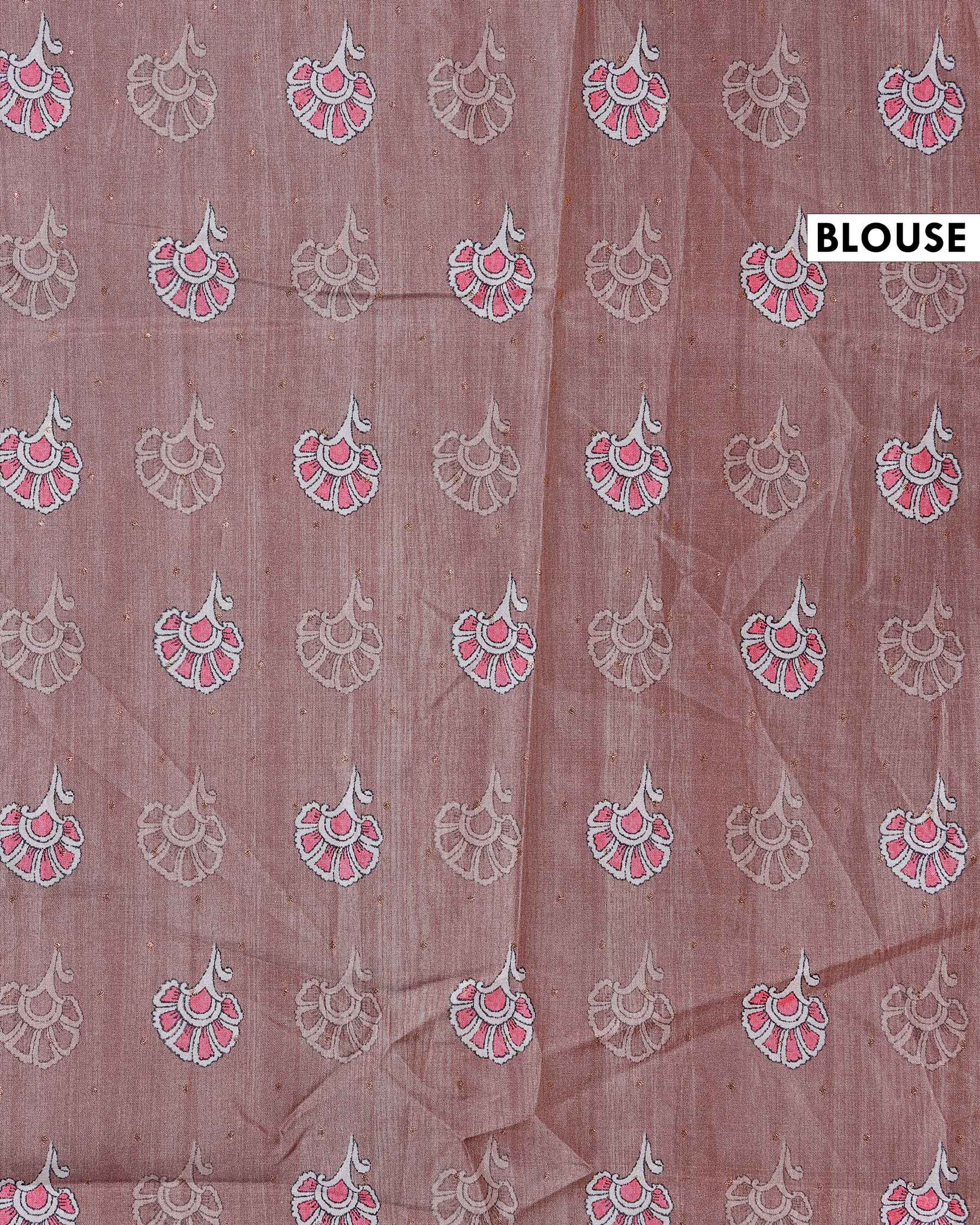 Elegant Hand-Painted Semi Tussar Silk Saree with Elephant and Floral Motifs - Brown
