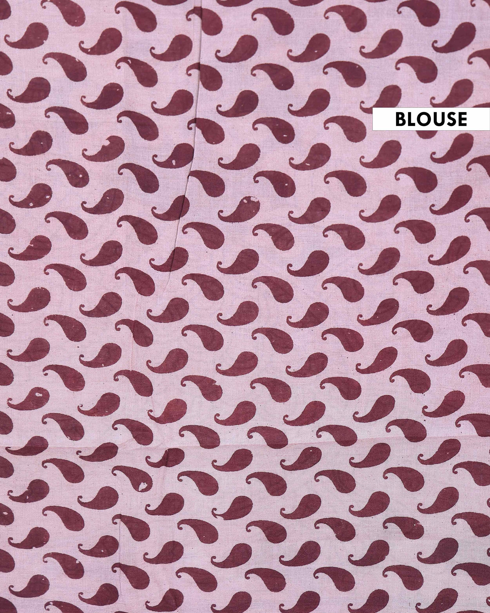 Elegant Hand Painted Kalamkari Cotton Saree with Traditional Lotus and Cow Motifs - Dark Maroon