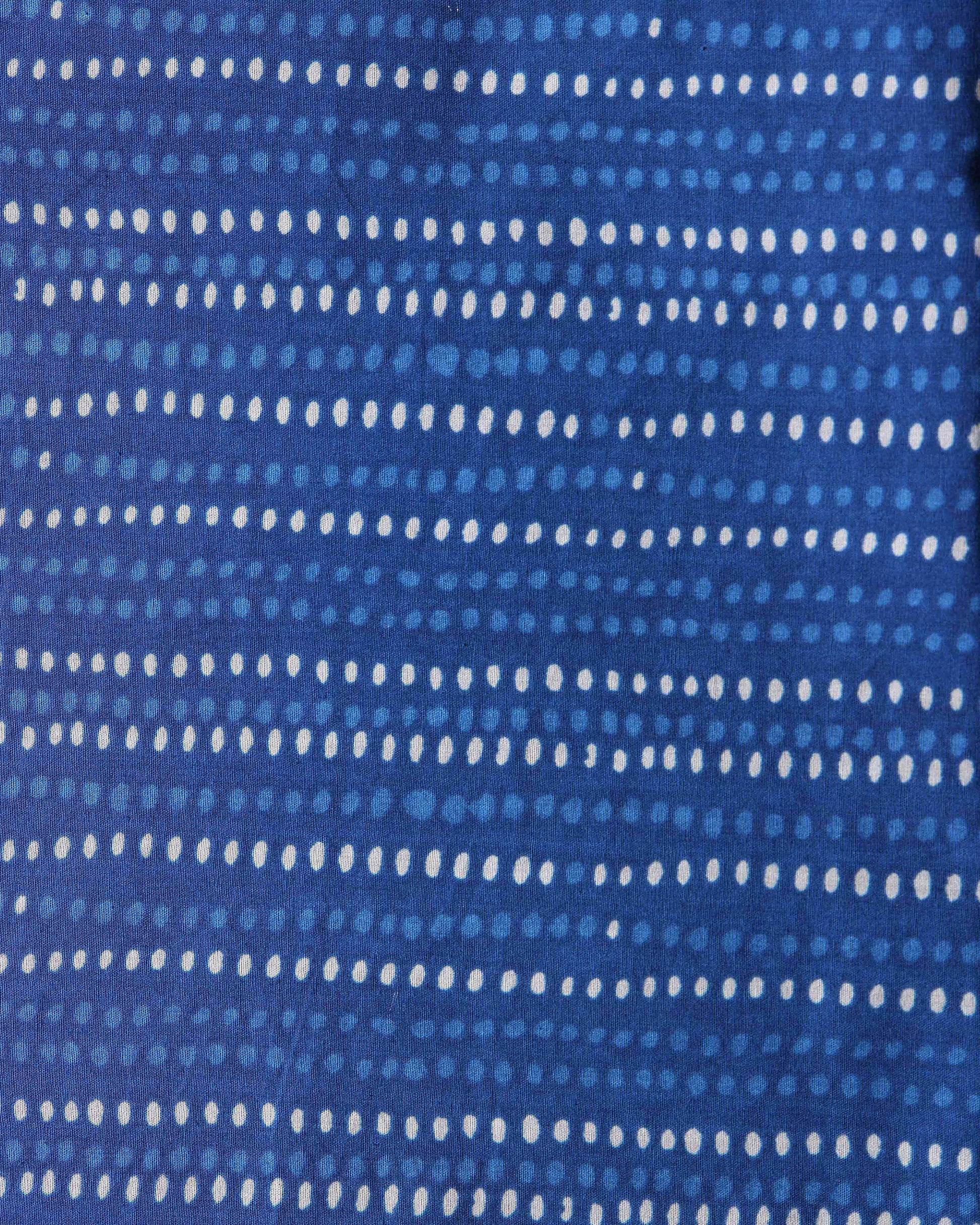 Elegant Handblock Print Unstitched Blouse Material - Blue-Close