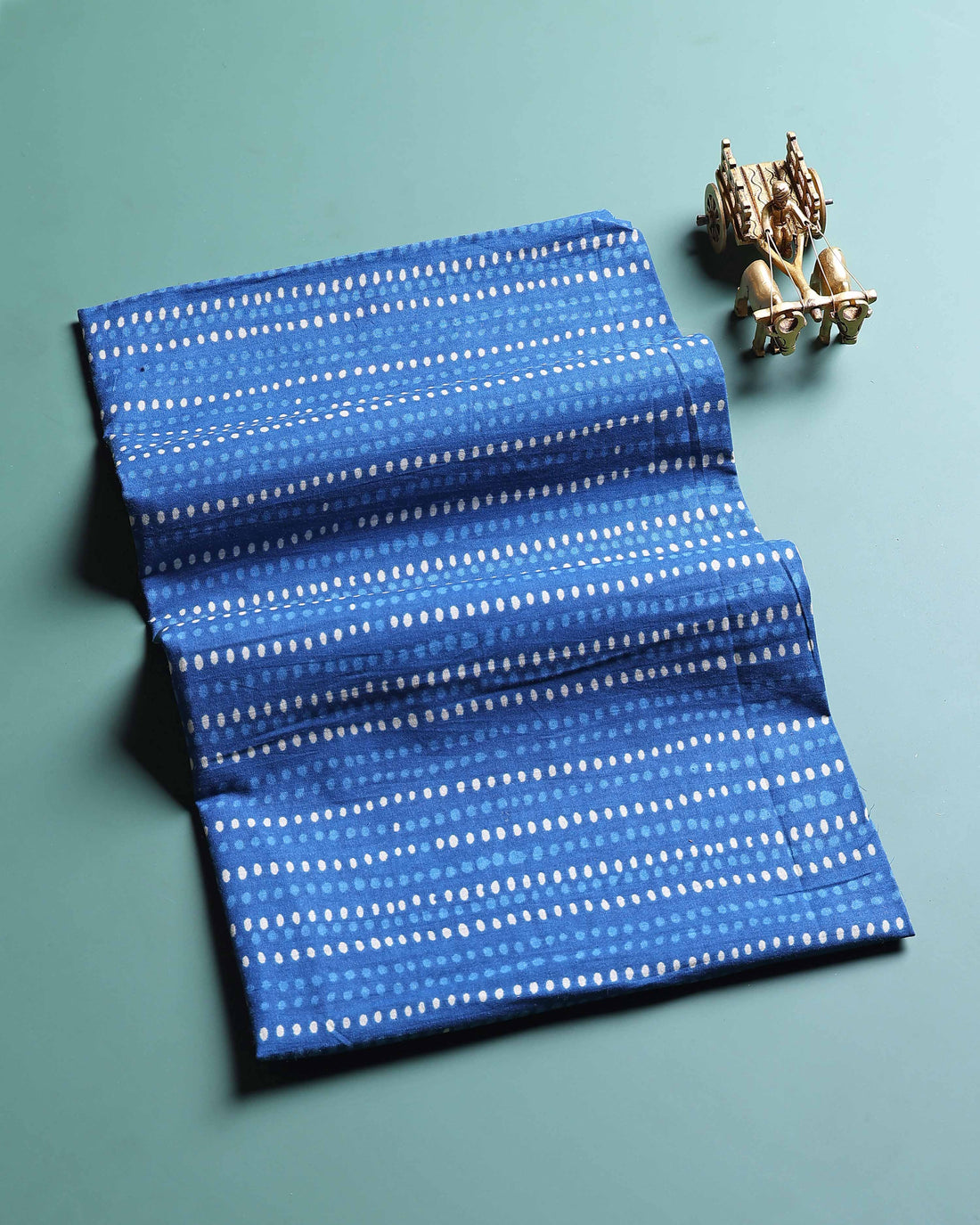 Elegant Handblock Print Unstitched Blouse Material - Blue
