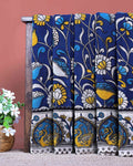 Elegant Handcrafted Cotton Kalamkari Saree with Traditional Peacock Border Design - Dark Blue
