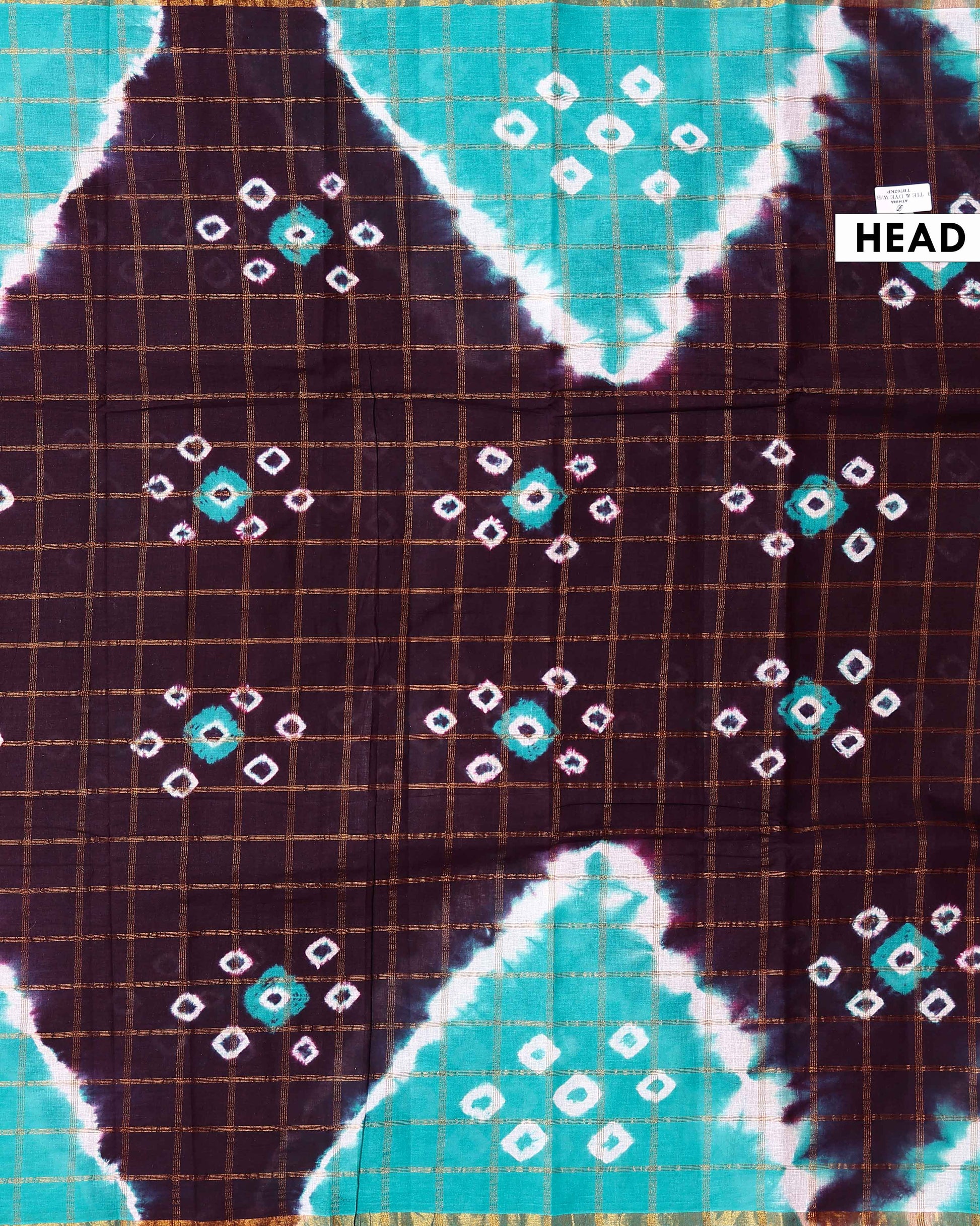 Elegant Handcrafted Sungudi Cotton Saree with Check Pattern and Bandhani Dots  - Dark Purple