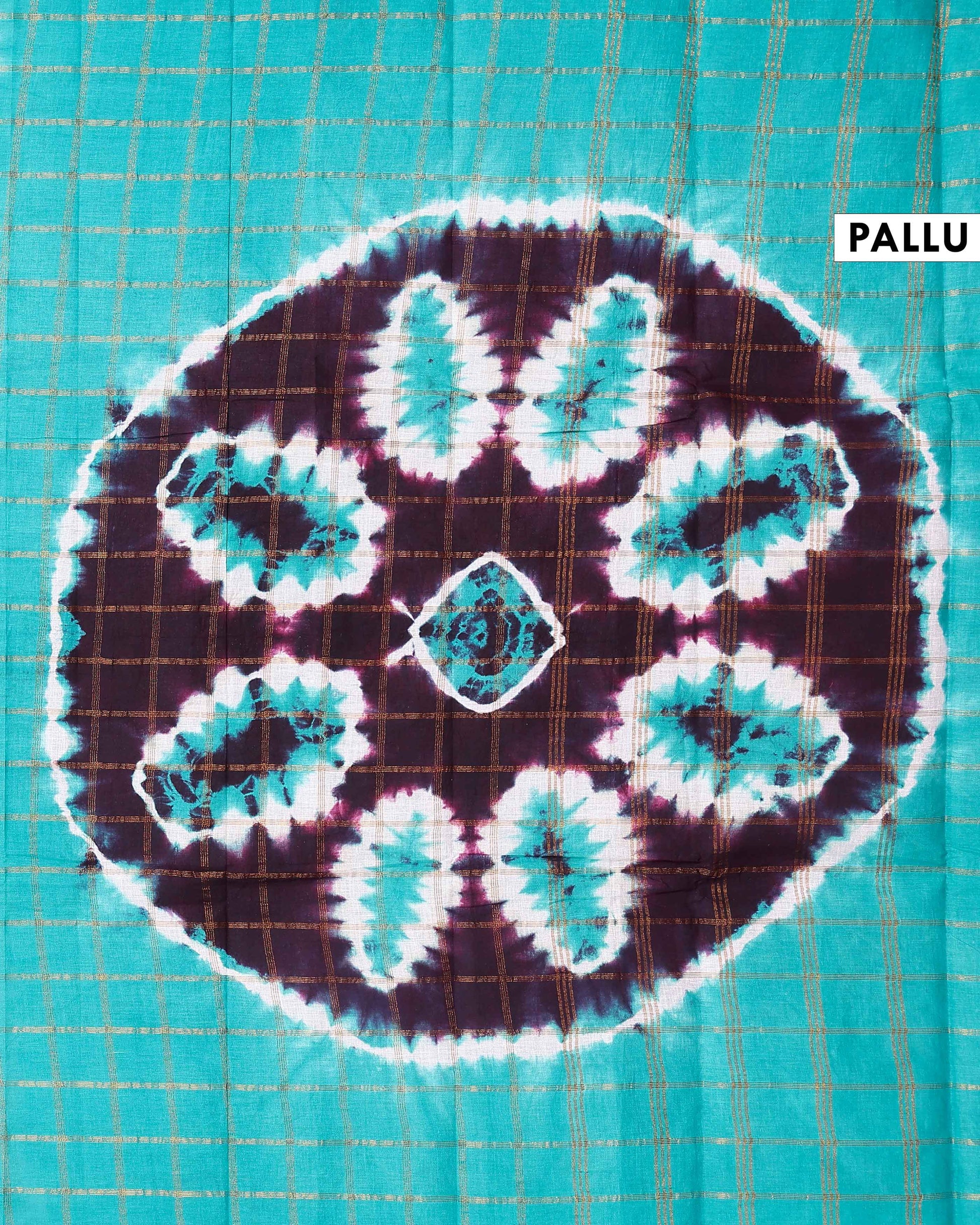 Elegant Handcrafted Sungudi Cotton Saree with Check Pattern and Bandhani Dots  - Dark Purple