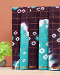 Elegant Handcrafted Sungudi Cotton Saree with Check Pattern and Bandhani Dots  - Dark Purple