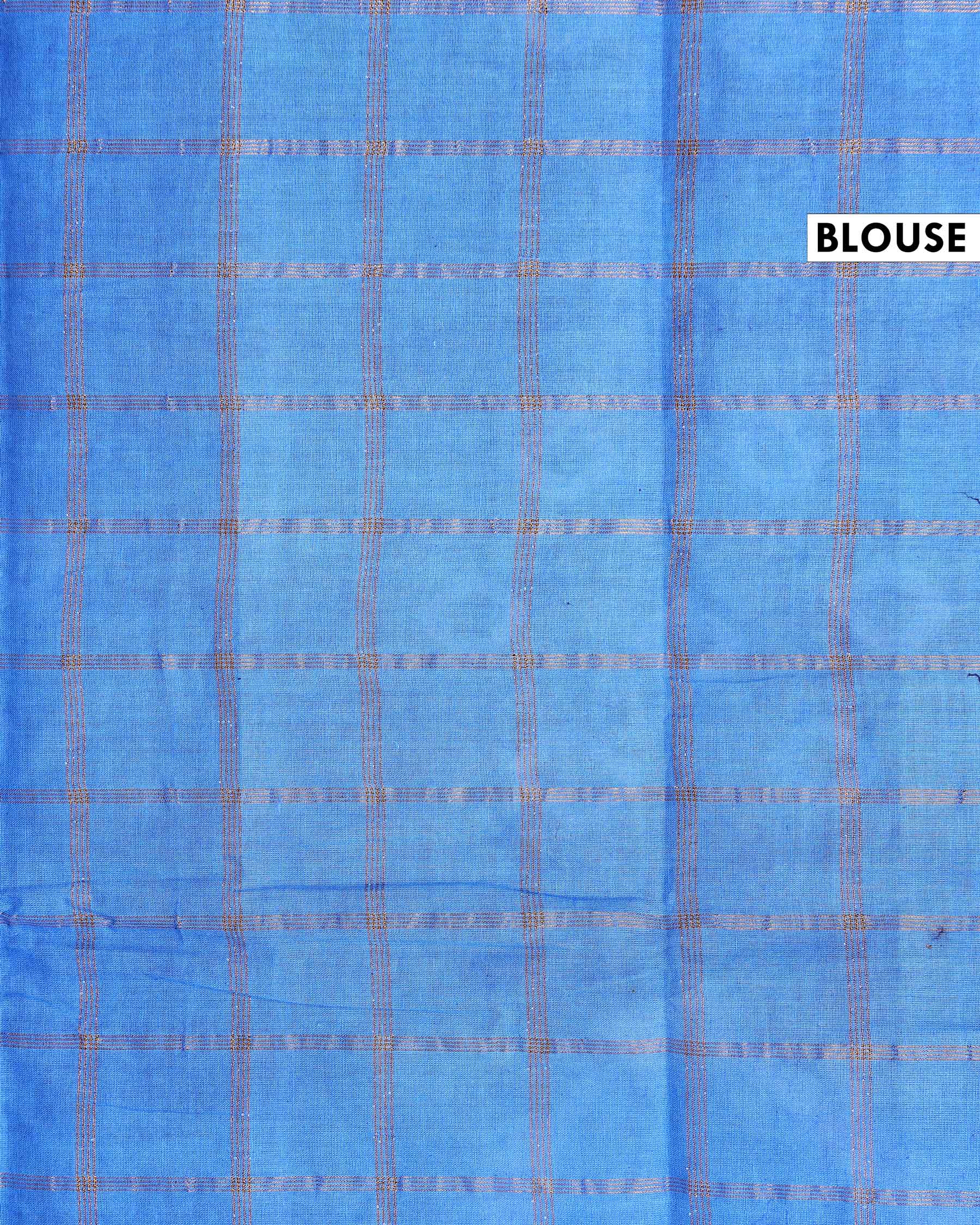 Elegant Handcrafted Sungudi Cotton Saree with Check Pattern and Bandhani Dots  - Navy Blue