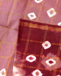 Elegant Handcrafted Sungudi Cotton Saree with Check Pattern and Bandhani Dots  - Onion Pink
