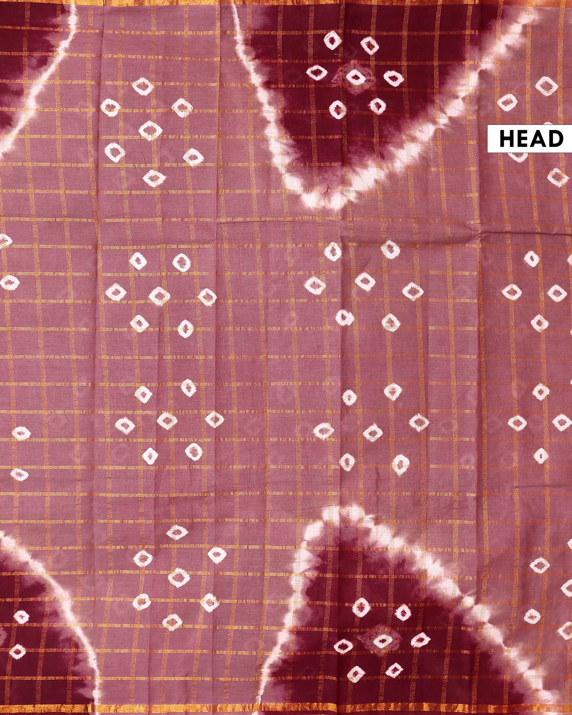 Elegant Handcrafted Sungudi Cotton Saree with Check Pattern and Bandhani Dots  - Onion Pink