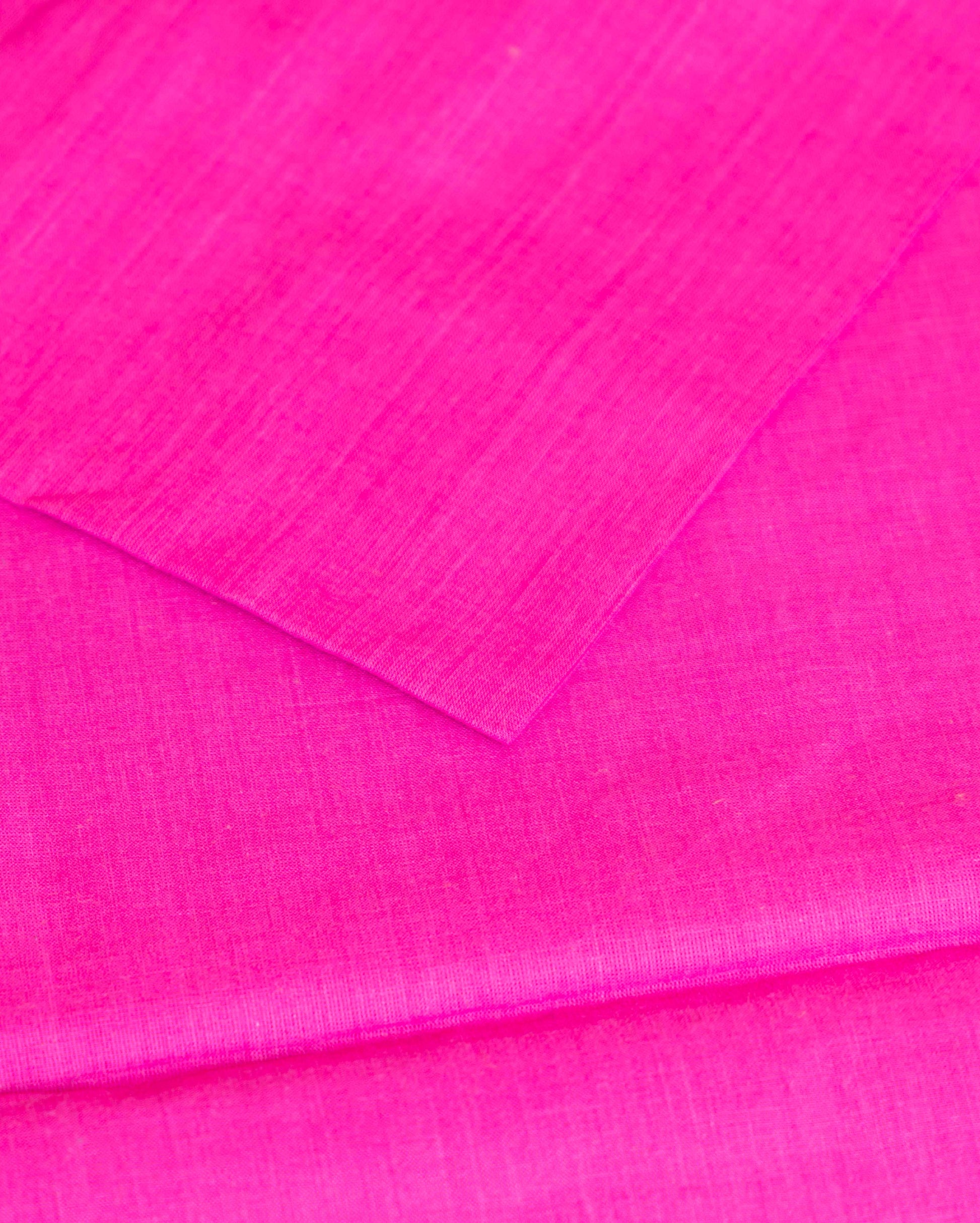 Women's Elegant Handloom Cotton Salwar Material with Traditional Zari Border - Pink