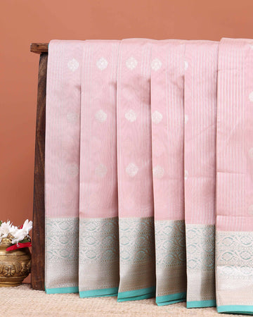 Elegant Handloom Elampillai Silk Cotton Saree All-Over Zari Weaves and Detailed Border - Light Pink
